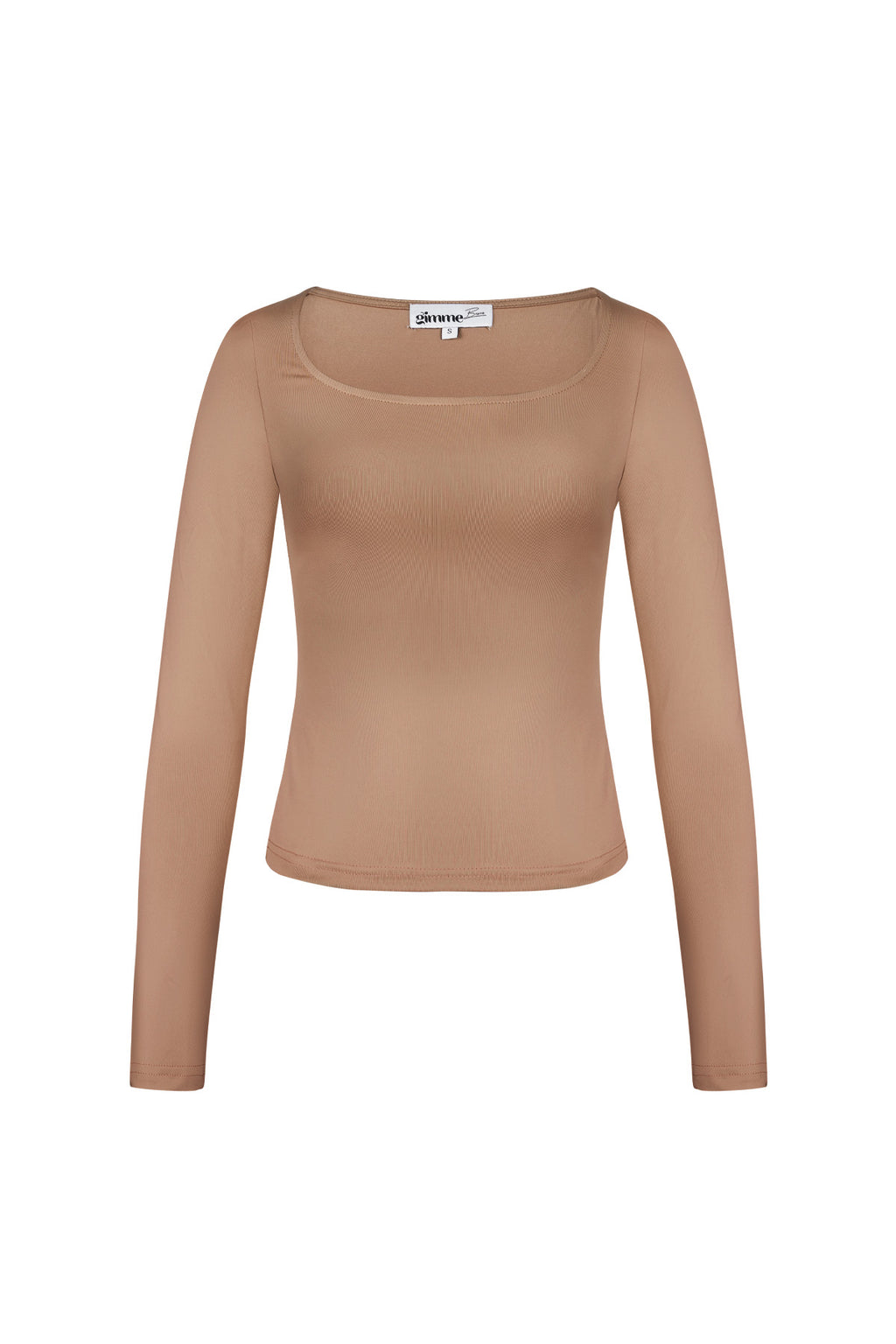 Maglia in Poliestere Donna Maniche Lunghe Crop Top Collo Quadrato Taglio Bodycon