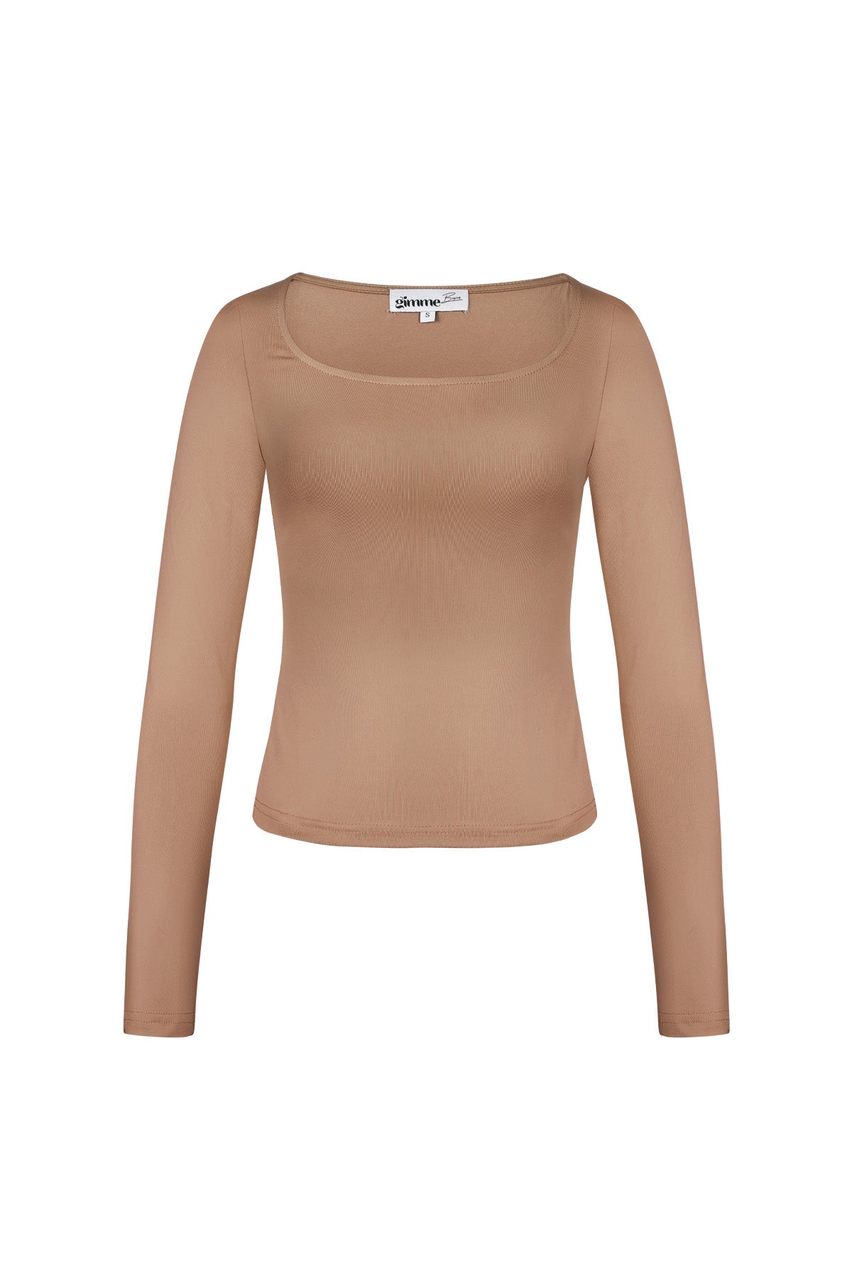 Maglia in Poliestere Donna Maniche Lunghe Crop Top Collo Quadrato Taglio Bodycon
