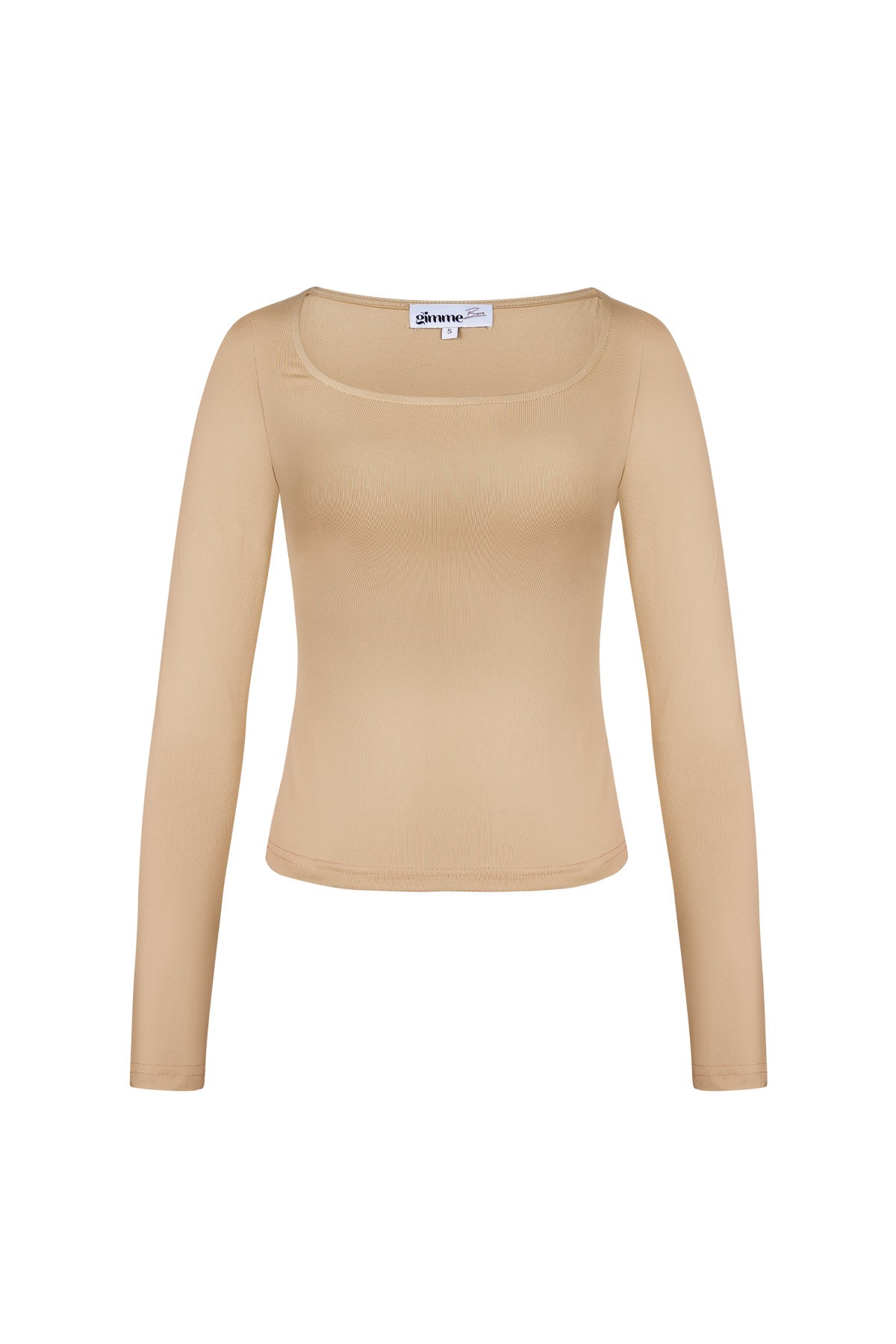 Maglia in Poliestere Donna Maniche Lunghe Crop Top Collo Quadrato Taglio Bodycon