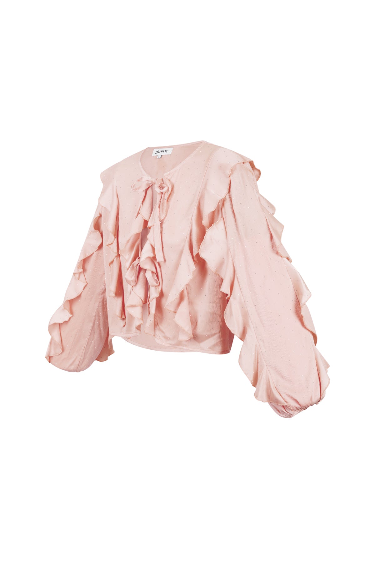 Poliestere Donna Maglia Maniche Lunghe Volant Anteriore Nodo
