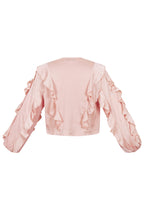 Poliestere Donna Maglia Maniche Lunghe Volant Anteriore Nodo