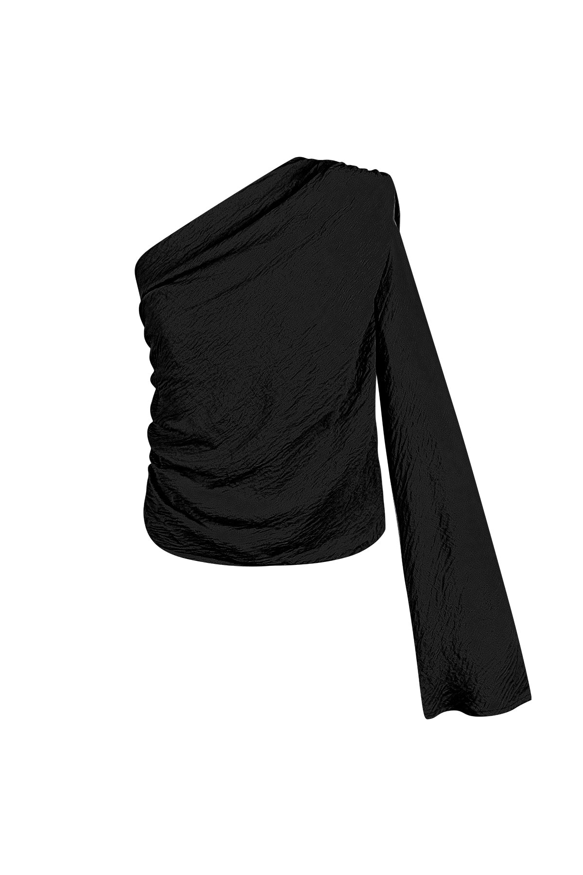 Poliestere Donna Top a Manica Lunga Spalla Singola Design Asimmetrico