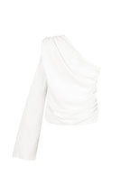 Poliestere Donna Top a Manica Lunga Spalla Singola Design Asimmetrico