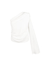 Poliestere Donna Top a Manica Lunga Spalla Singola Design Asimmetrico
