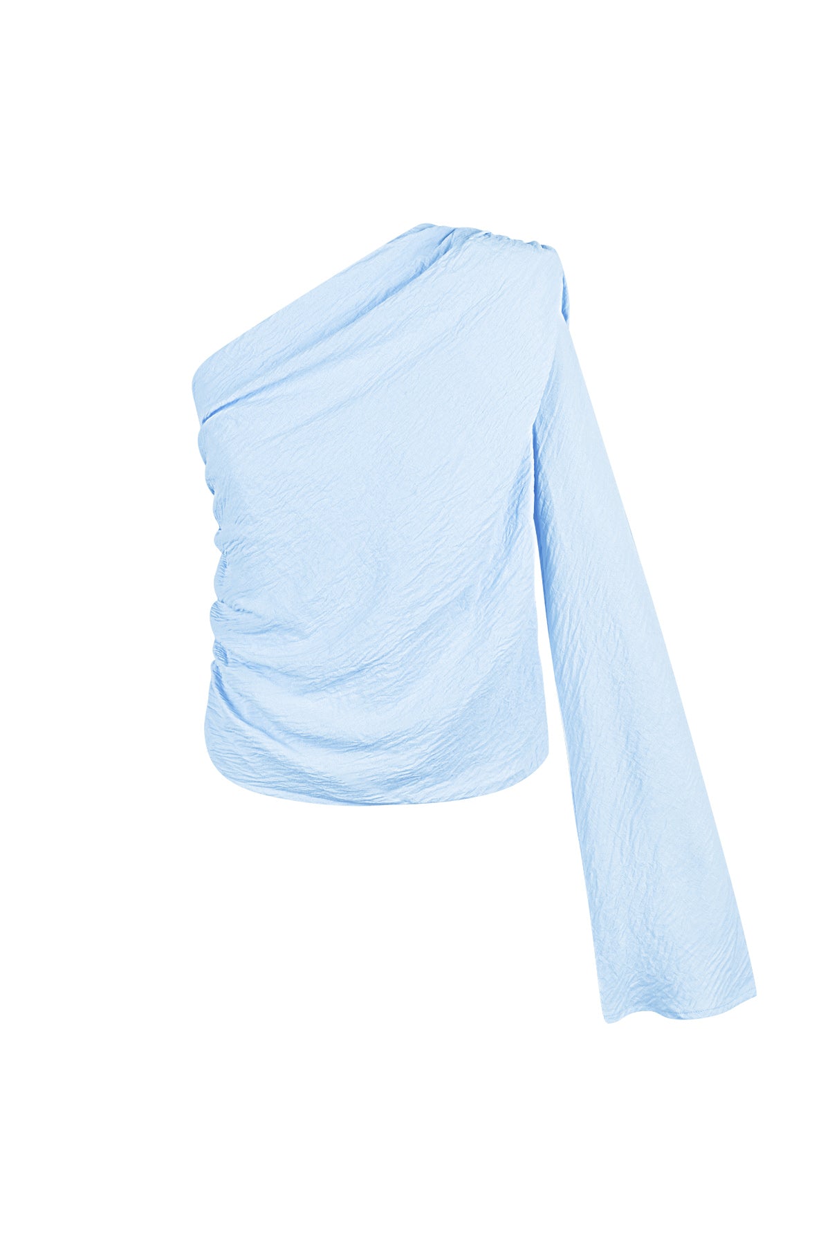 Poliestere Donna Top a Manica Lunga Spalla Singola Design Asimmetrico