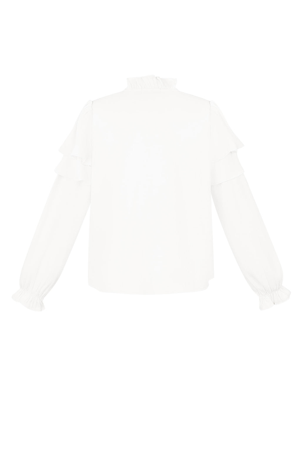 Camicia Donna Manica Lunga in Poliestere con Volant Collo a V