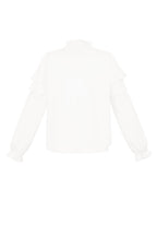 Camicia Donna Manica Lunga in Poliestere con Volant Collo a V