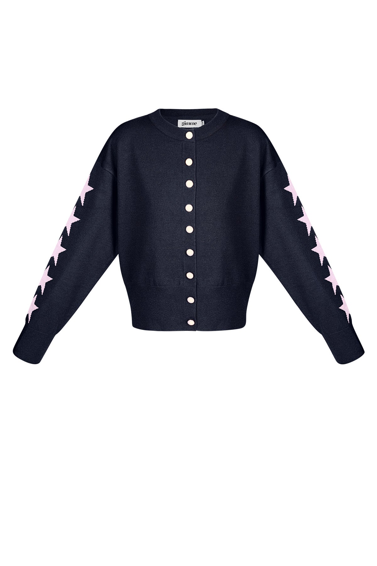 Cardigan di Viscosa Donna Taglio Corto Motivo a Stelle