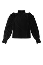 Poliestere Donna Maglia Manica Lunga Puff Sleeve Collo Alto