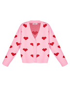 Viscosa Maglia Cardigan Donna Carino Motivo Cuore Autunno/Inverno