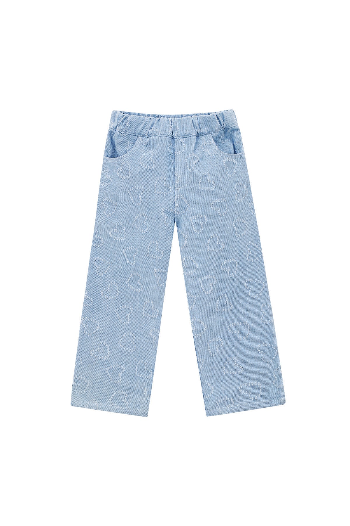 Cotton Denim Donna Pantalone Retto Casual Azzurro Chiaro