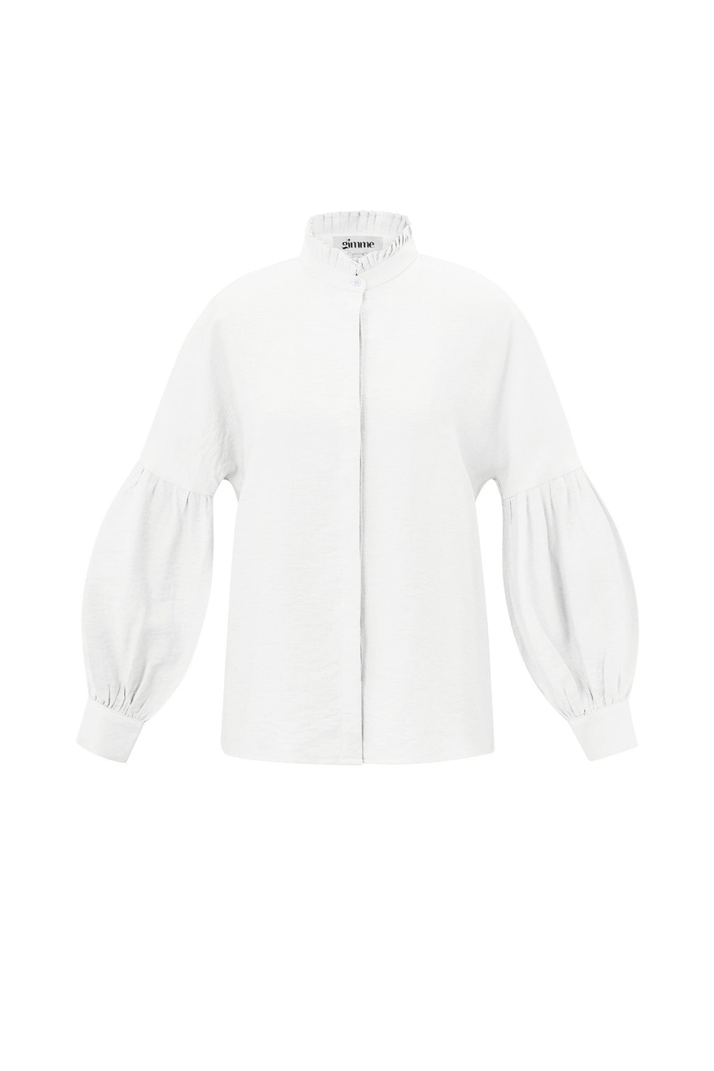 Camicia Donna in Viscosa Maniche A Palloncino Collo Alto