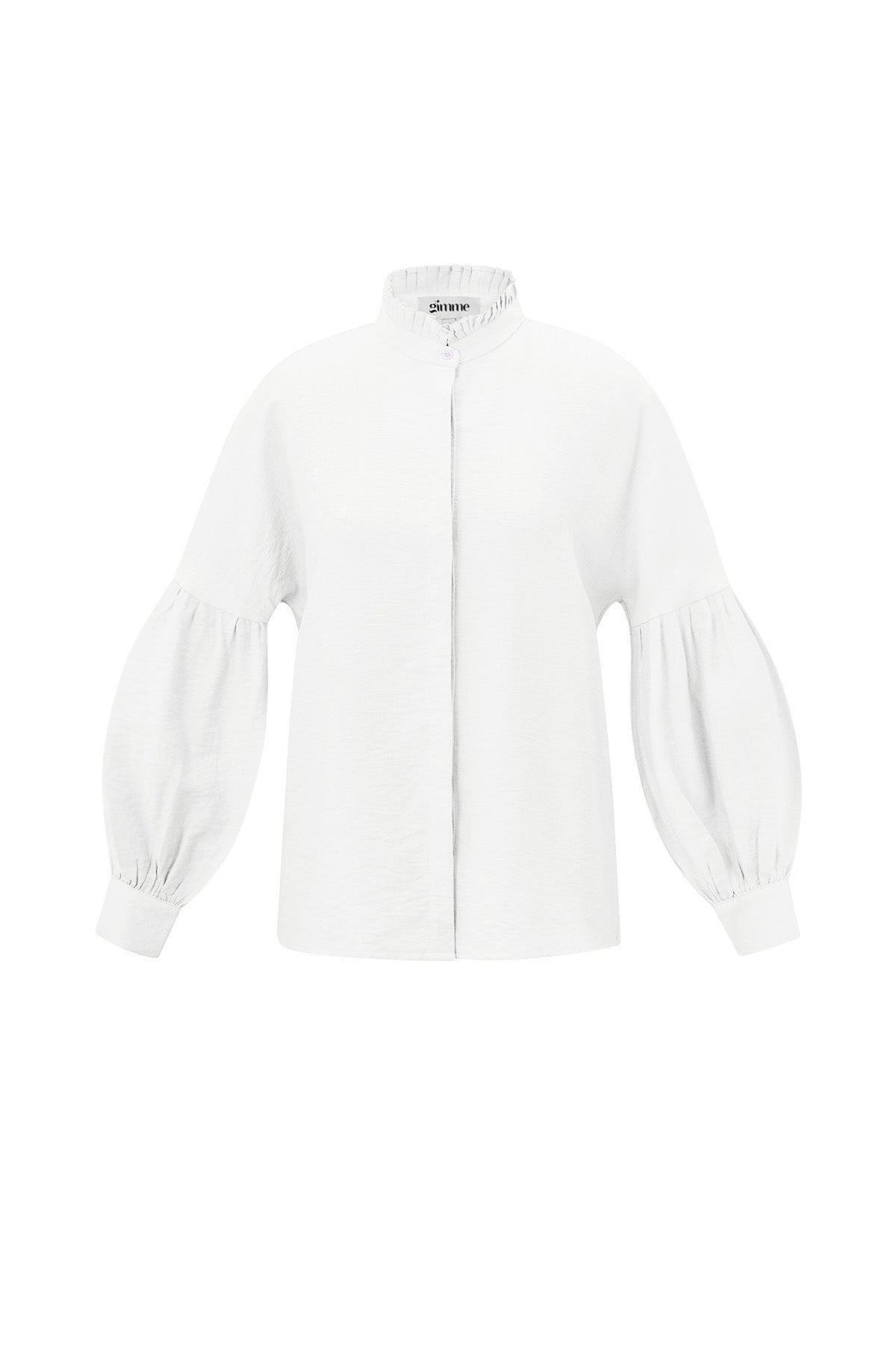 Camicia Donna in Viscosa Maniche A Palloncino Collo Alto