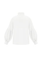 Camicia Donna in Viscosa Maniche A Palloncino Collo Alto