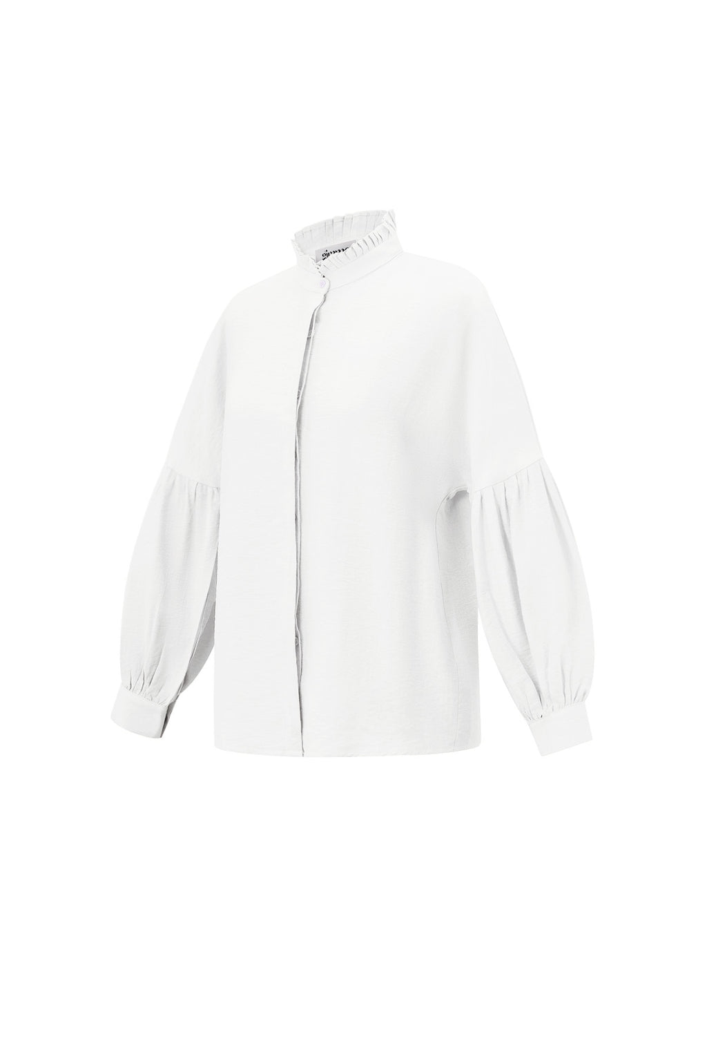 Camicia Donna in Viscosa Maniche A Palloncino Collo Alto