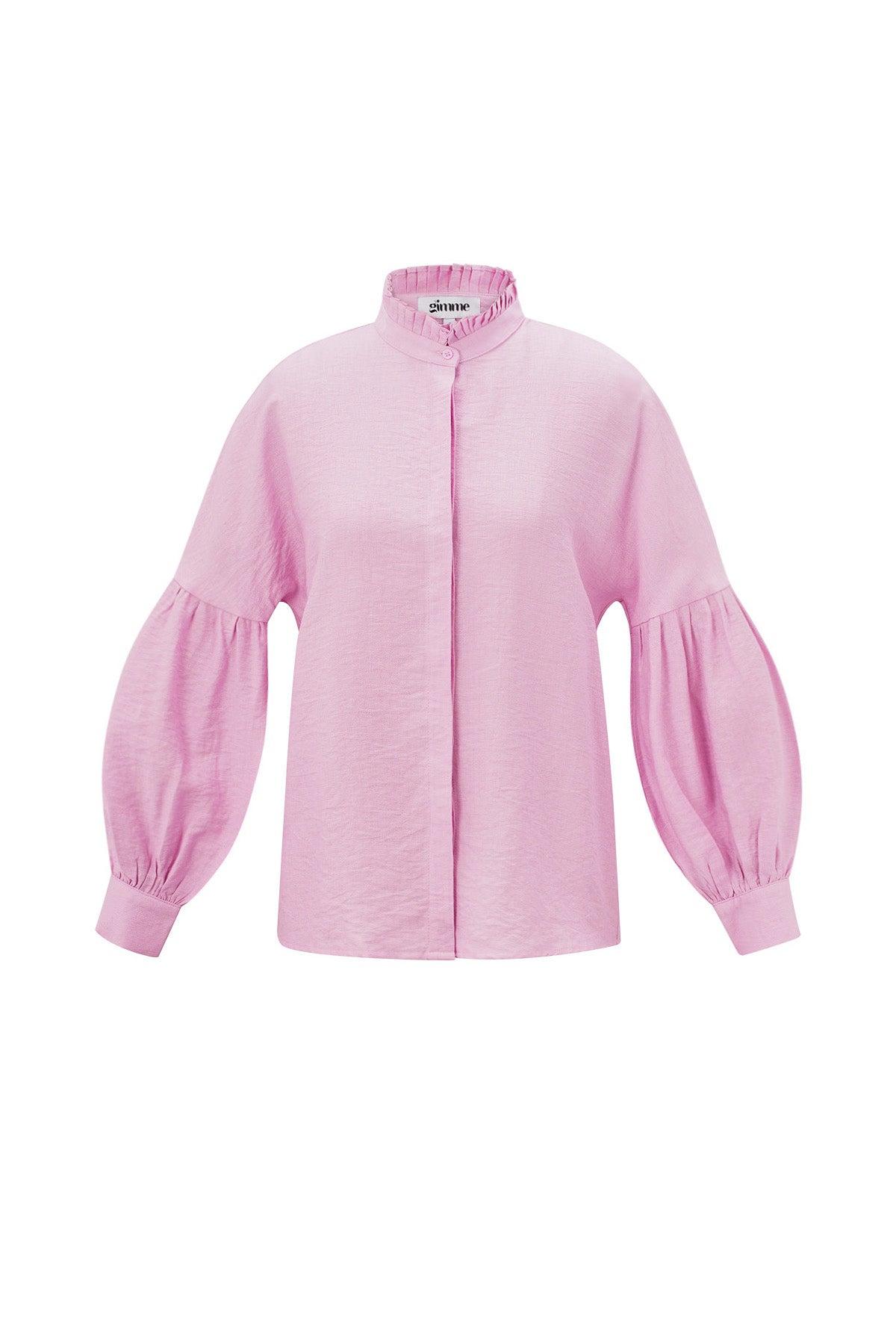 Camicia Donna in Viscosa Maniche A Palloncino Collo Alto
