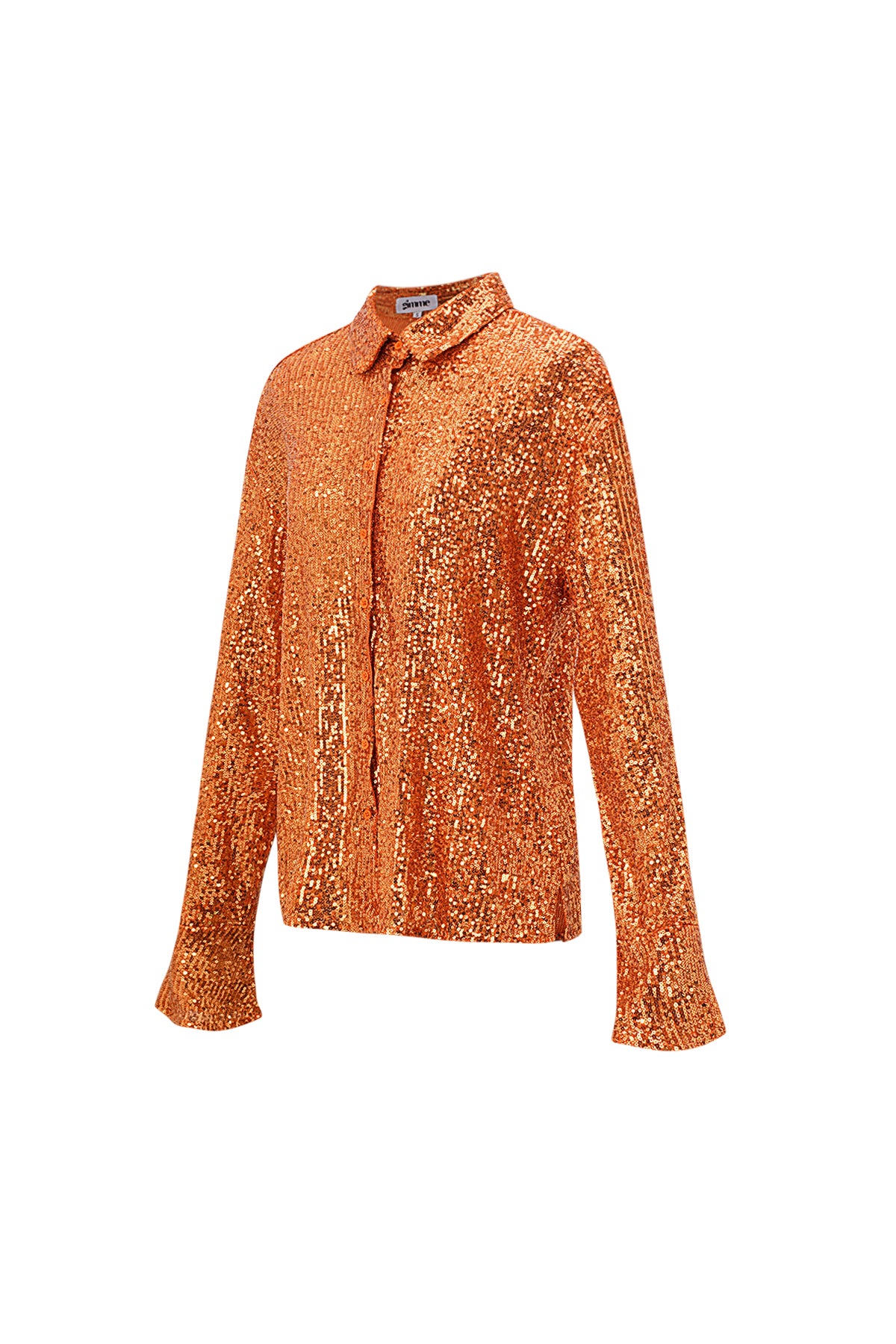 Camicia Donna in Poliestere con Paillettes Brillante Maniche Lunghe