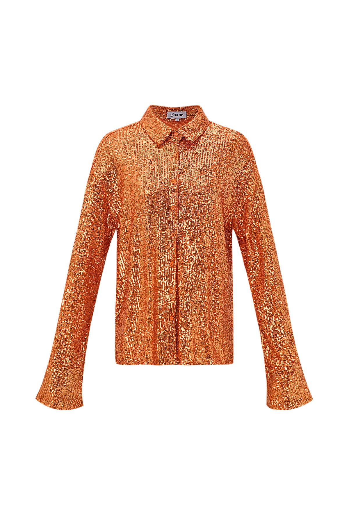 Camicia Donna in Poliestere con Paillettes Brillante Maniche Lunghe