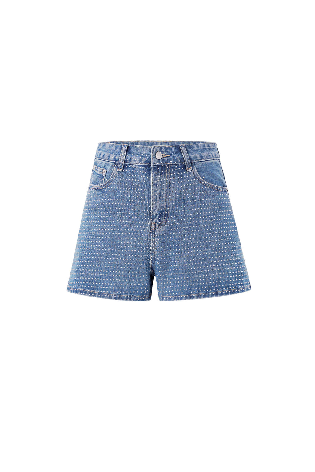 Denim Donna Shorts Vita Alta Design Forato
