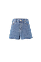 Denim Donna Shorts Vita Alta Design Forato