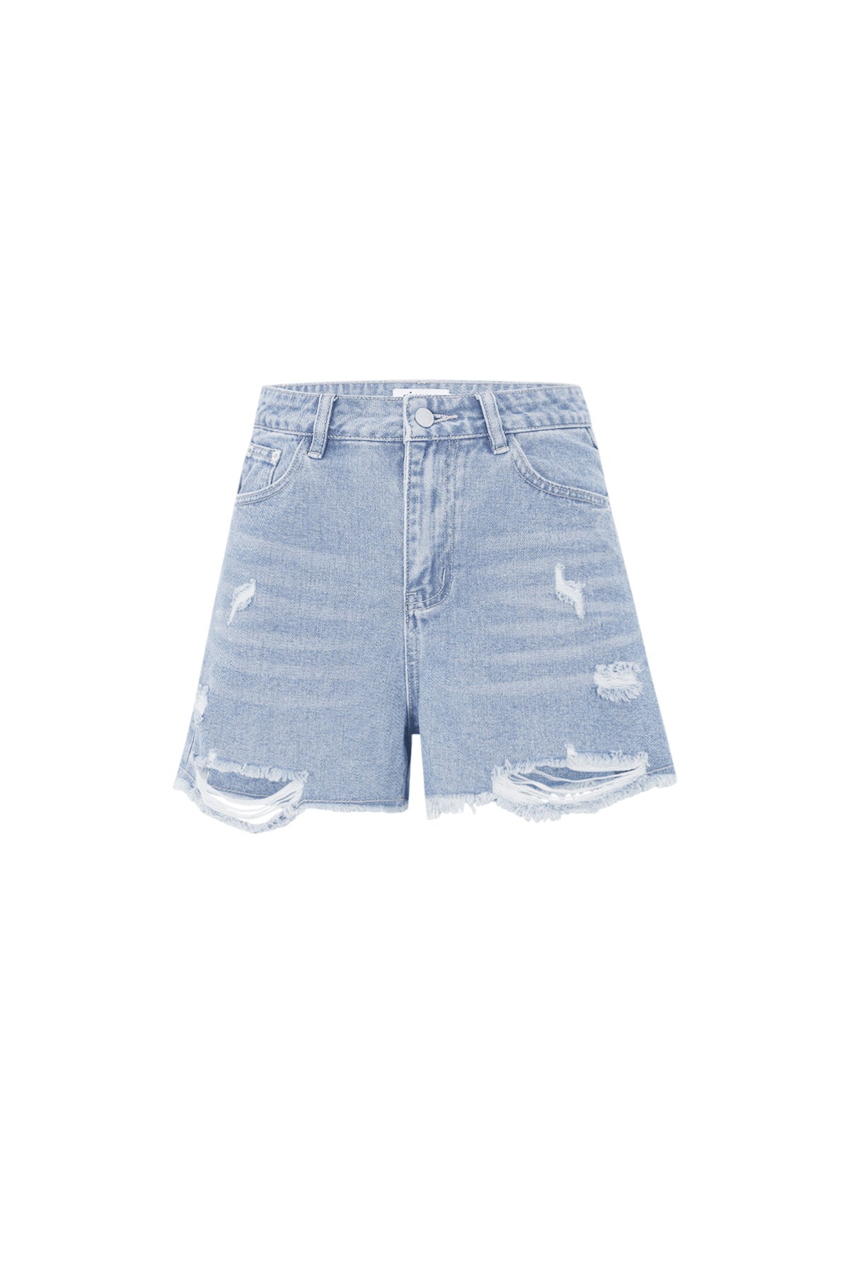 Denim Donna Shorts Vita Alta Strappato Orlo Sfilacciato