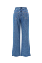 Cotone Tessuto Donna Pantaloni Dritti Jeans Ricamo Cuore Casual