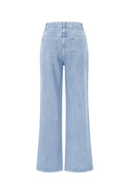 Cotone Tessuto Donna Pantaloni Dritti Jeans Ricamo Cuore Casual