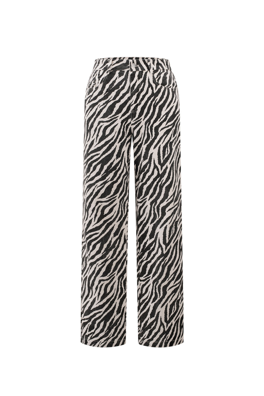 Tessuto Cotone Donna Pantaloni Dritti Casual Righe di Zebra