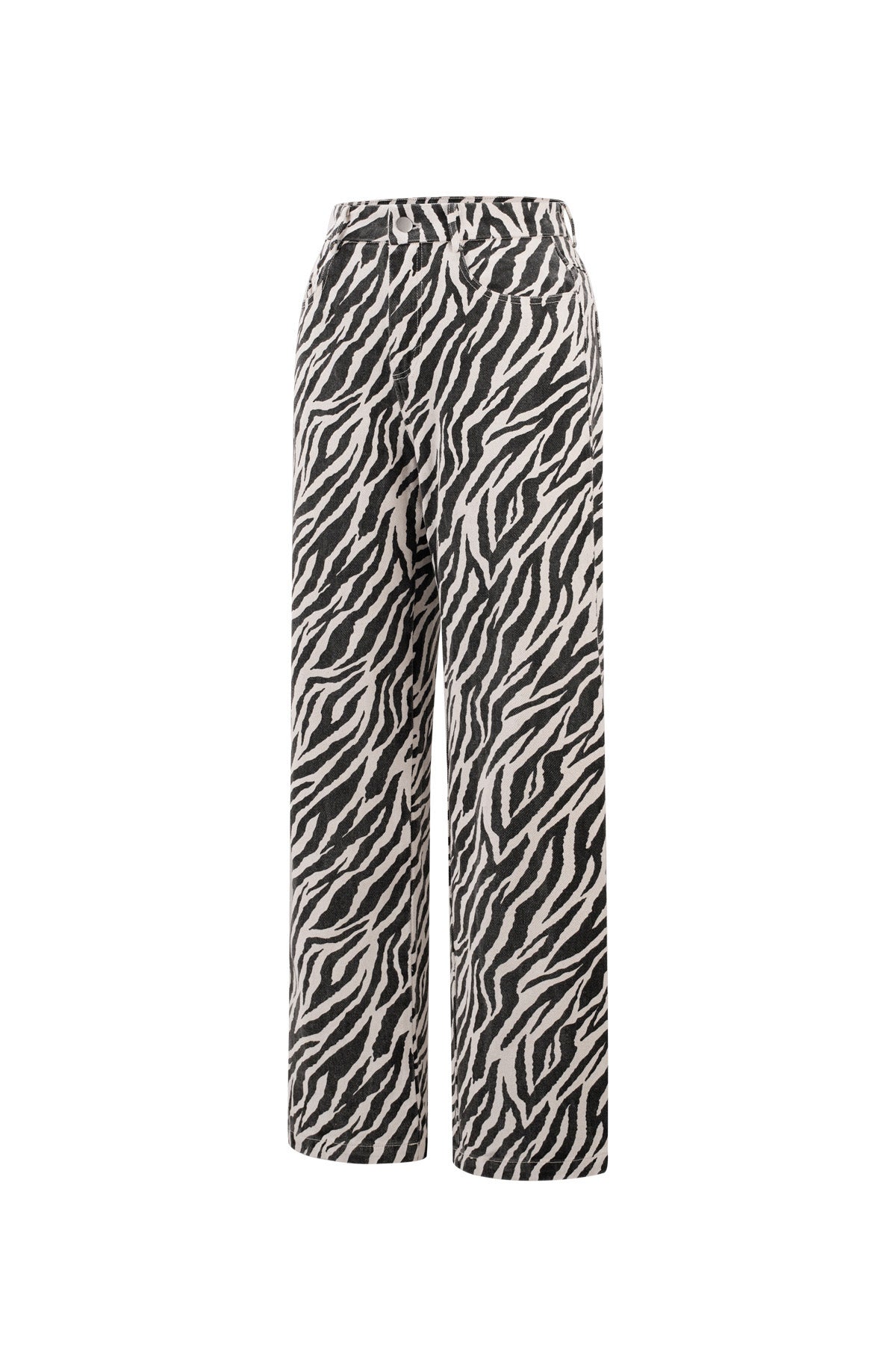 Tessuto Cotone Donna Pantaloni Dritti Casual Righe di Zebra