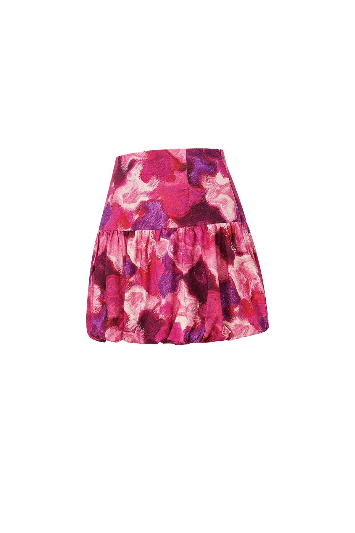 Gonna Mini Donna in Viscosa con Design a Volant Fucsia