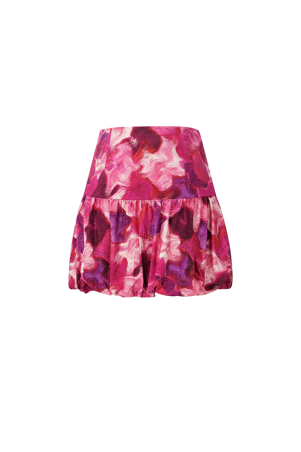 Gonna Mini Donna in Viscosa con Design a Volant Fucsia