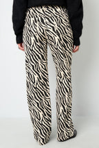 Tessuto Cotone Donna Pantaloni Dritti Casual Righe di Zebra