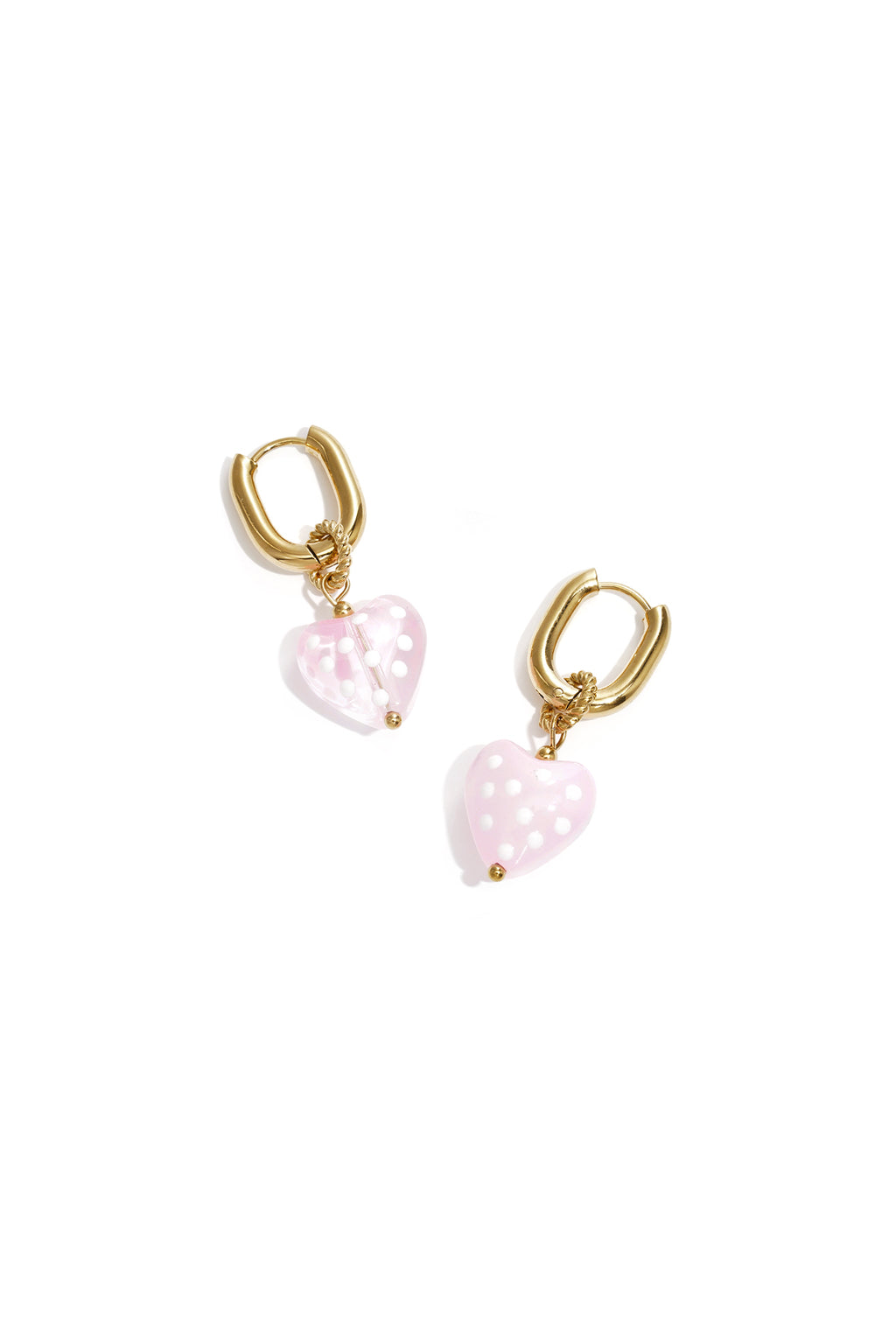 Orecchini con cuori pendenti a pois