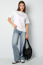 Cotone Maglietta Donna Casual Lettere