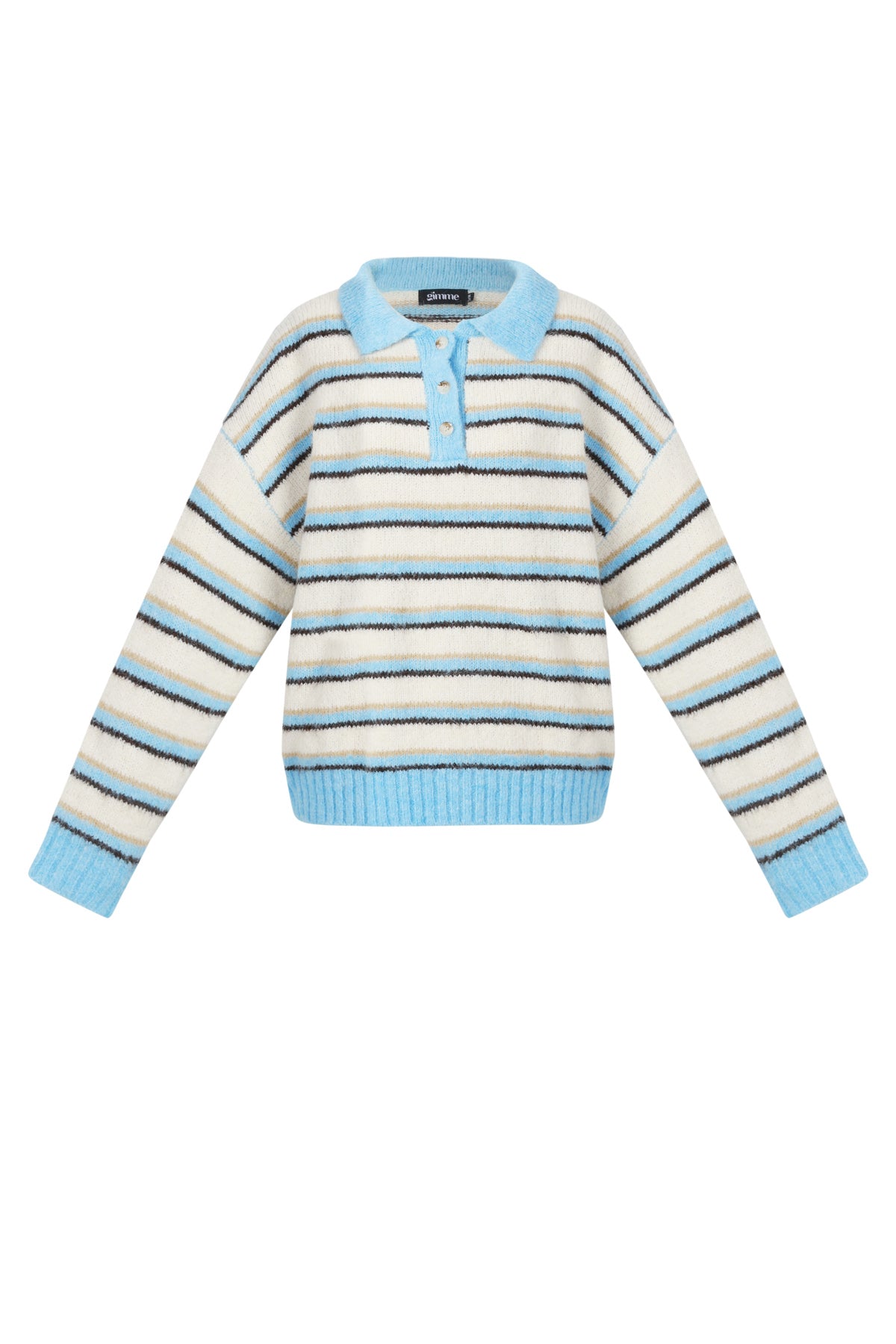 Maglione polo lavorato a maglia con righe