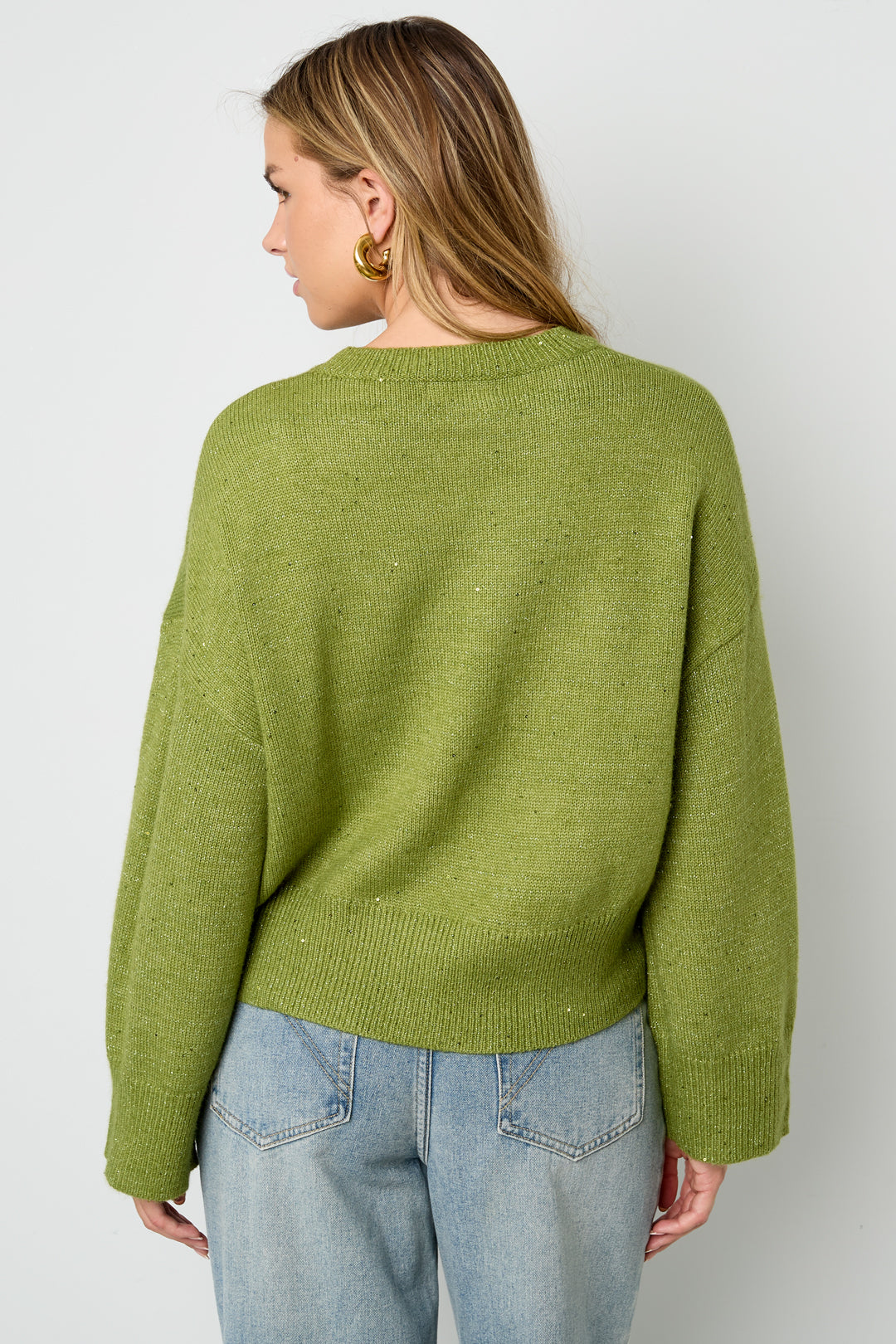 Maglioni in Fibra di Poliestere Tessuto Donna Stile Casual Colore Puro Autunno/Inverno