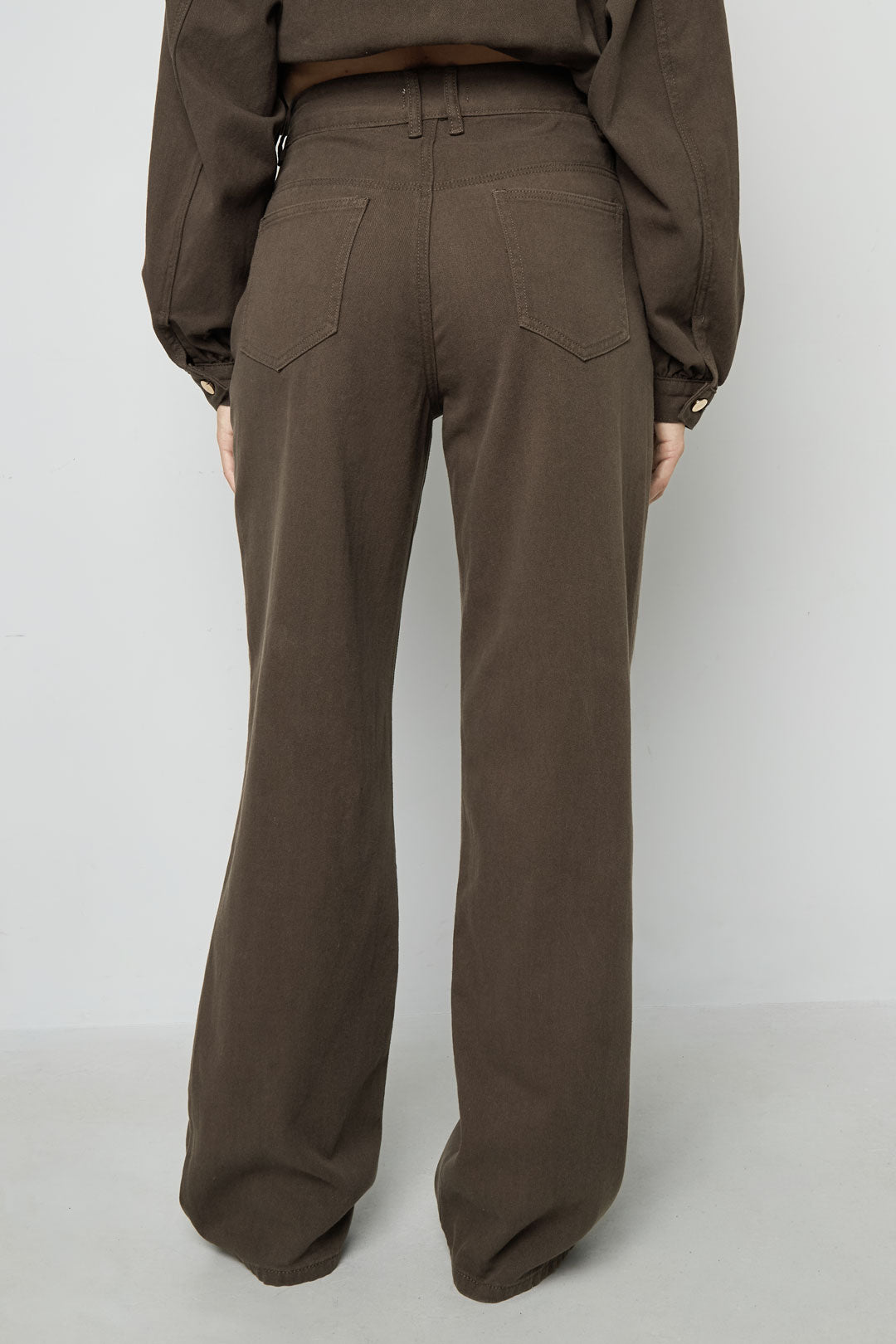 Cotone Tessuto Pantaloni Dritti Donna Casual Colore Puro