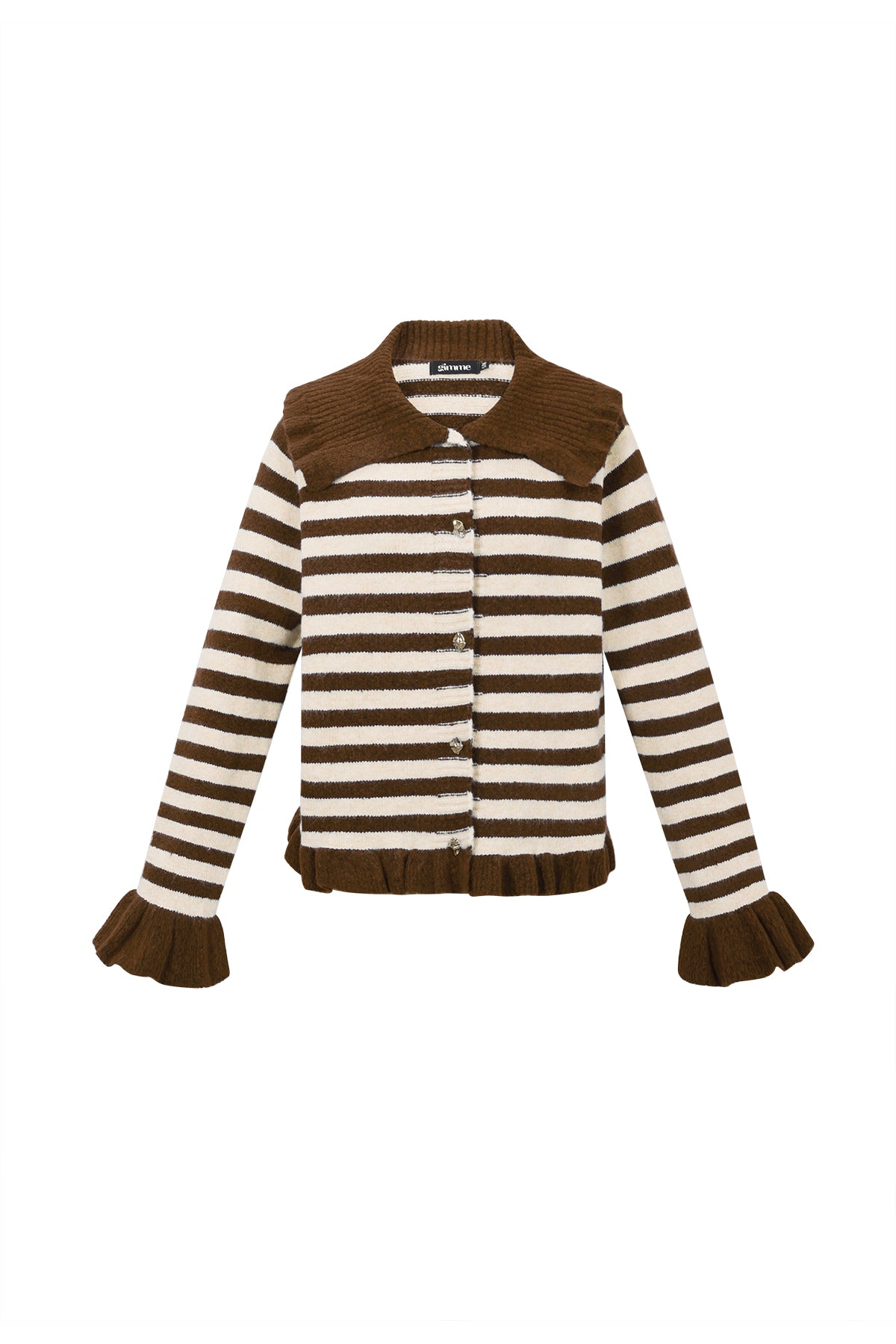 Cardigan Donna in Fibra di Poliestere Maglia Stile Casual a Righe