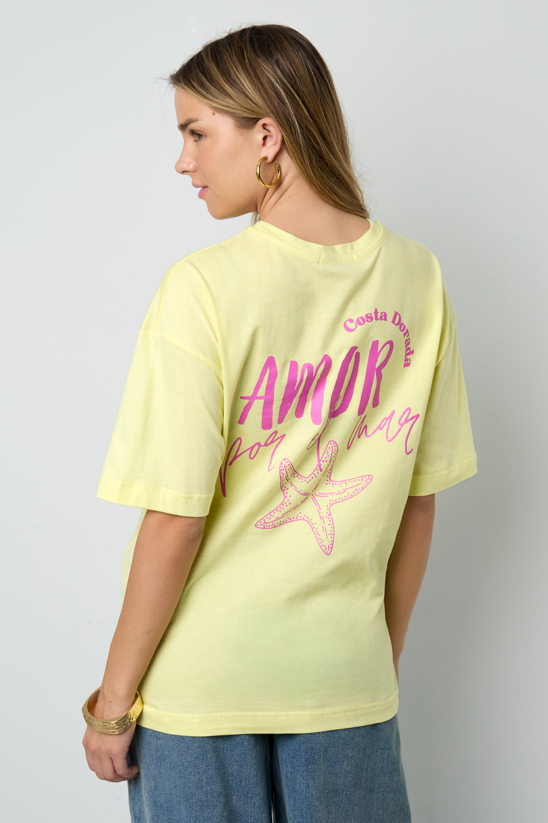 Cotone Maglia T-shirt Donna Casual Lettere