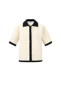 Cardigan in Fibra di Poliestere Intrecciata Donna Stile Casual Contrasto di Colori