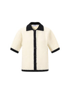 Cardigan in Fibra di Poliestere Intrecciata Donna Stile Casual Contrasto di Colori