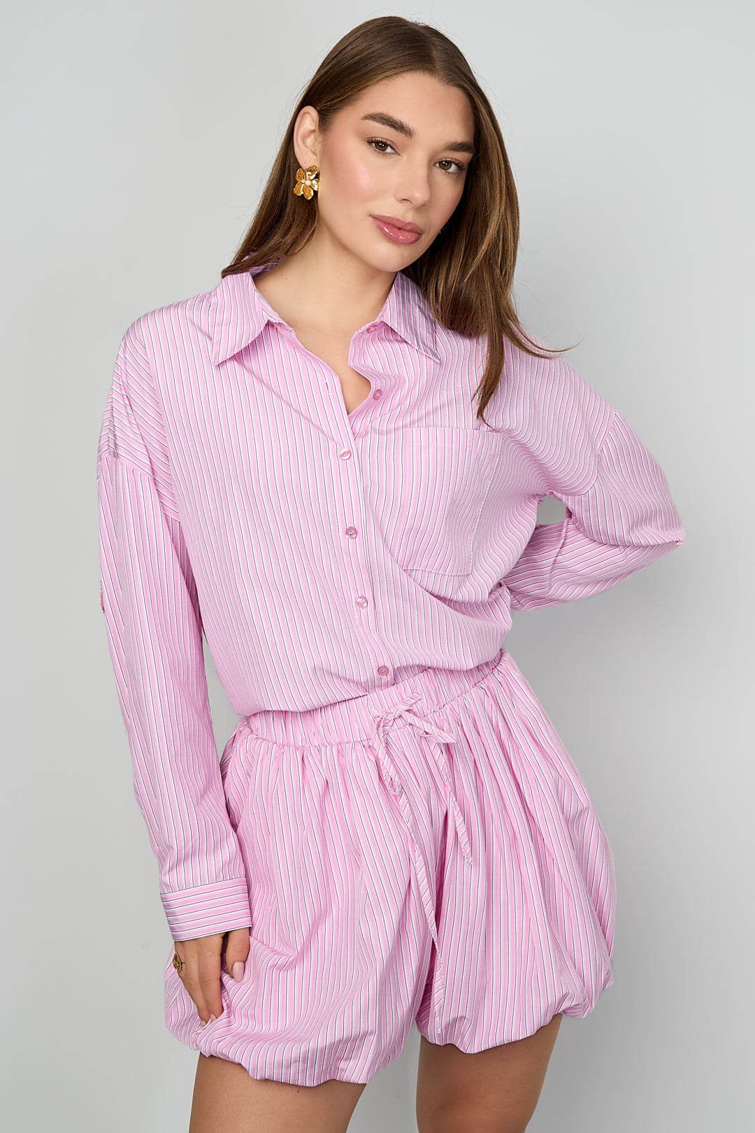 Woven Cotton Shorts Donna Casual Stripes