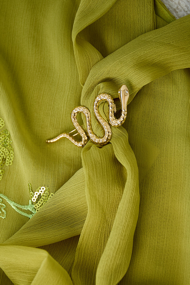 Spilla a forma di forcina a forma di serpente con pietre
