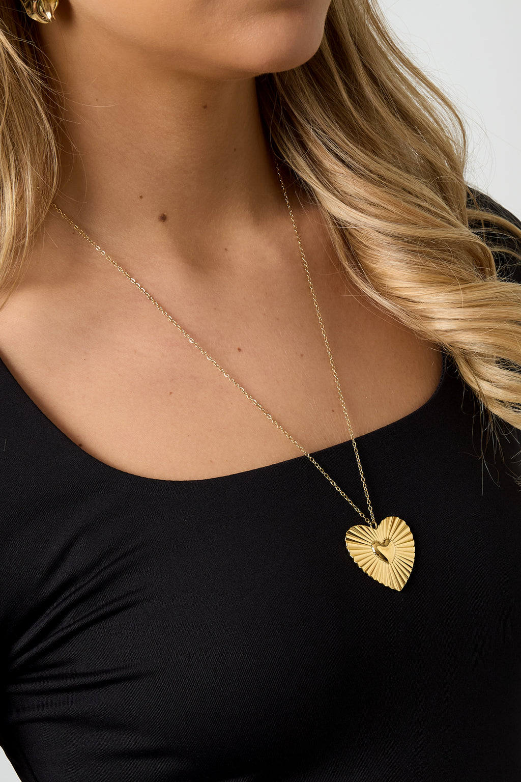 Collane con ciondolo in acciaio inossidabile a forma di cuore, casual, quotidiane, semplici, gioielli da donna