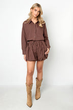 Woven Cotton Shorts Donna Casual Stripes