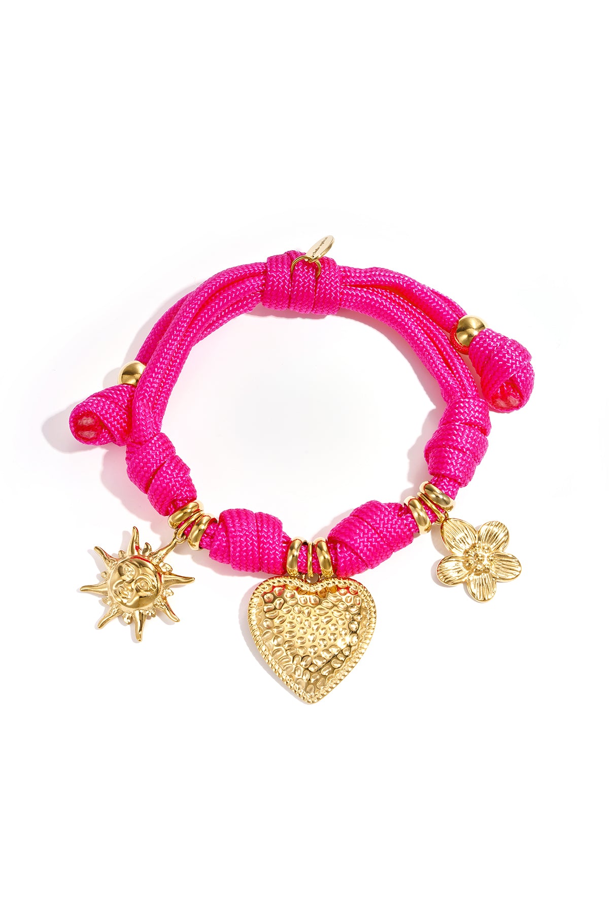 Bracciale in corda con nodi e vari ciondoli
