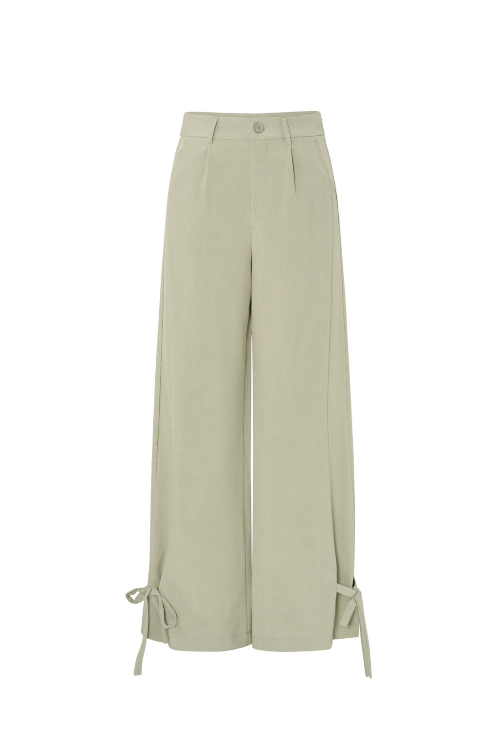 Pantaloni Dritti Donna in Fibra di Poliestere Tessuta Stile Casual con Legacci