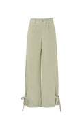 Pantaloni Dritti Donna in Fibra di Poliestere Tessuta Stile Casual con Legacci