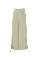Pantaloni Dritti Donna in Fibra di Poliestere Tessuta Stile Casual con Legacci