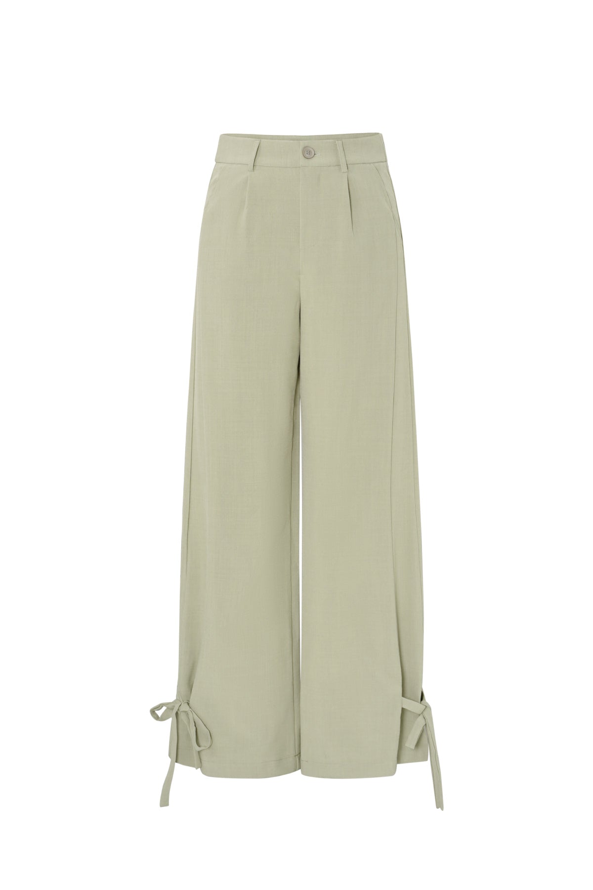 Pantaloni Dritti Donna in Fibra di Poliestere Tessuta Stile Casual con Legacci